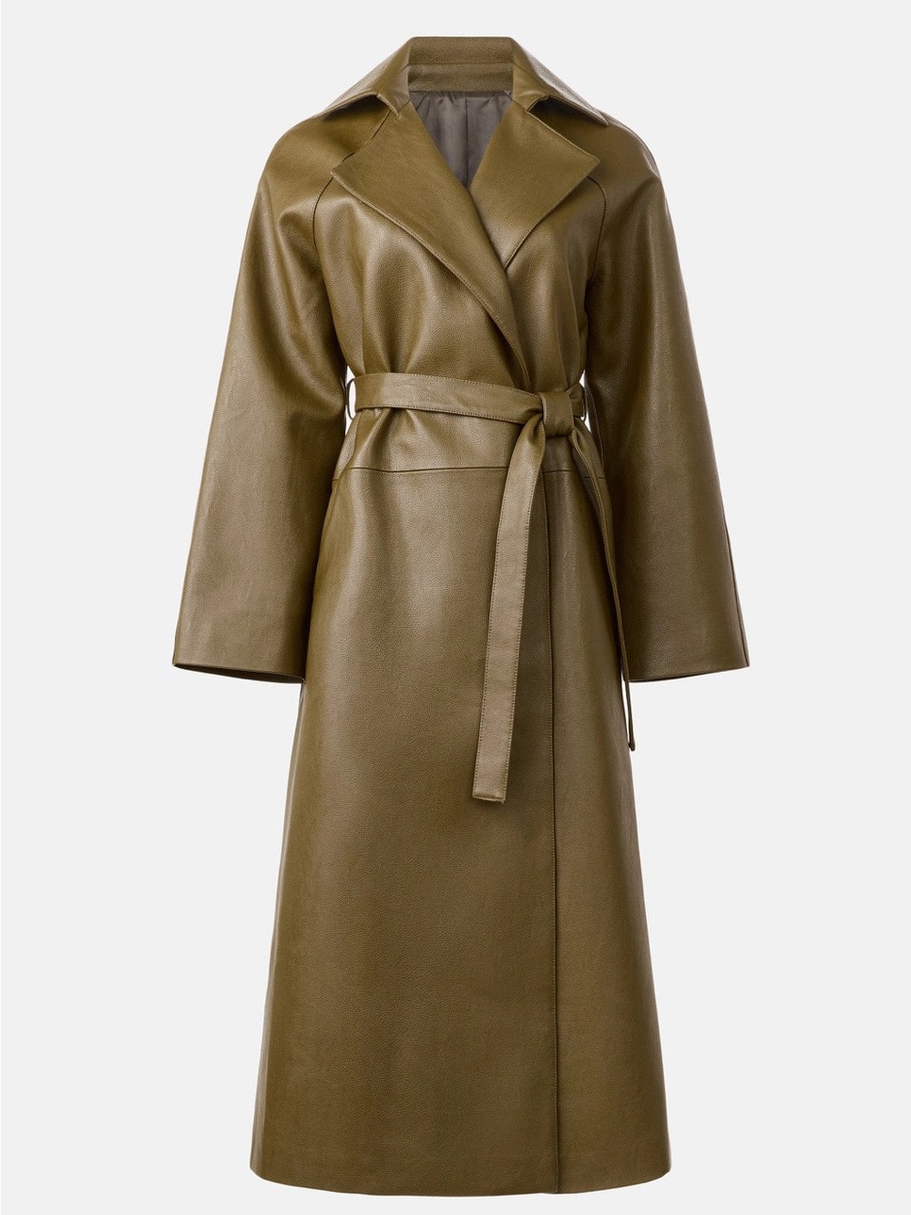 Rosetta Getty Olive Leather Belted Trench Coat